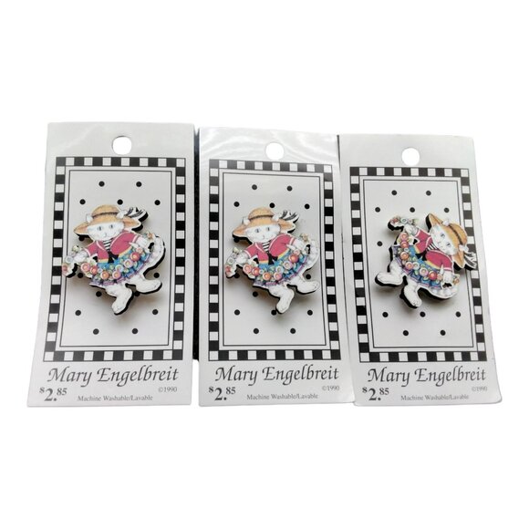 Mary Engelbreit "Kittens" Buttons for Daisy Kingdom - Set of 3 - Picture 1 of 3